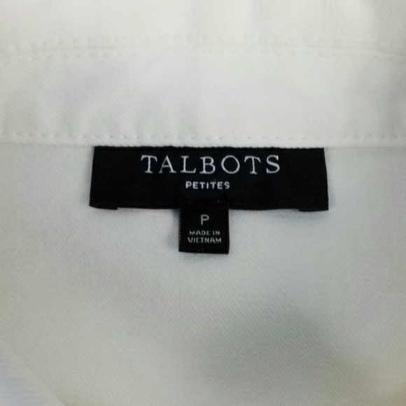 Talbots Button Front Long Sleeve Denim Jacket Women White Embroidered 0-2 Petite - Picture 11 of 16